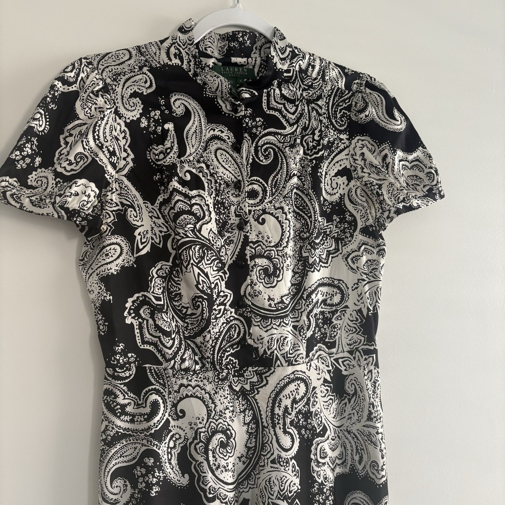 Lauren Ralph Lauren A-line Midi Dress Paisley Print Sz4 Corporate Quiet luxury